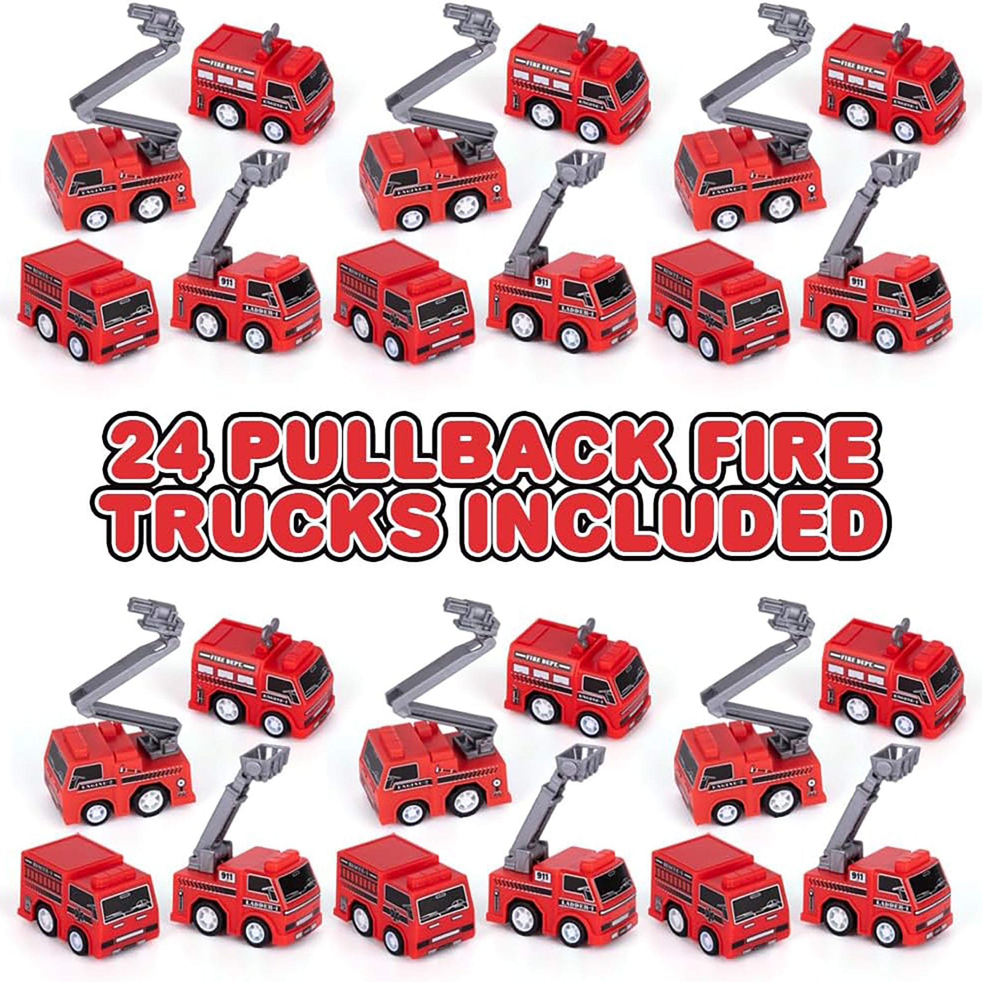 24pc Mini Fire Truck Pullback Playset